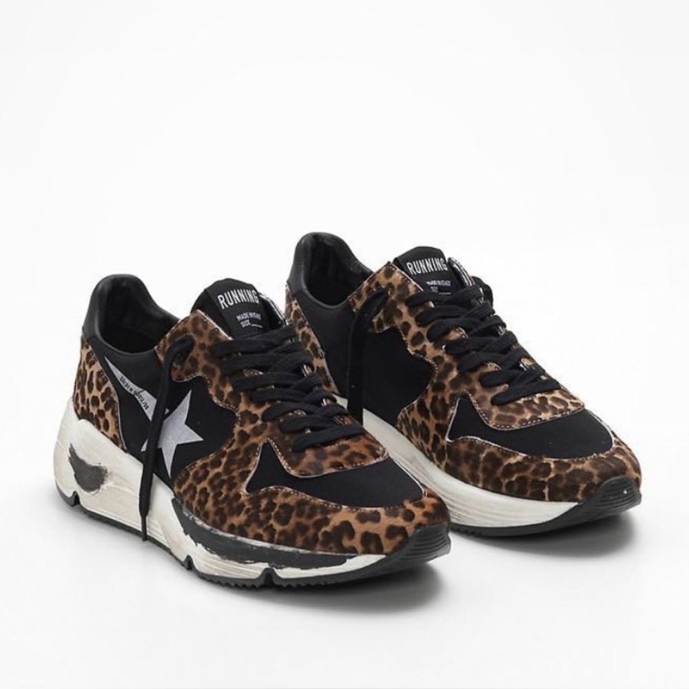 Good Used Condition Golden Goose Leopard Print Running Sole Sneakers. Size 8/38.